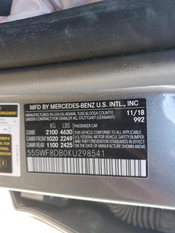 55SWF8DB0KU298541 - 2019 MERCEDES-BENZ C 300 GRAY photo 12