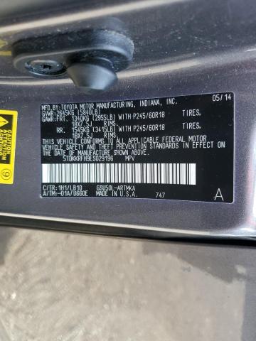 5TDKKRFH9ES029196 - 2014 TOYOTA HIGHLANDER XLE Gris foto 13