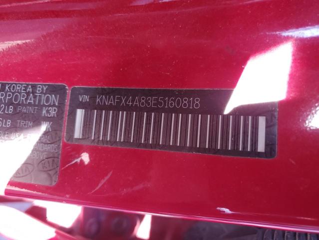 KNAFX4A83E5160818 - 2014 KIA FORTE EX RED photo 12