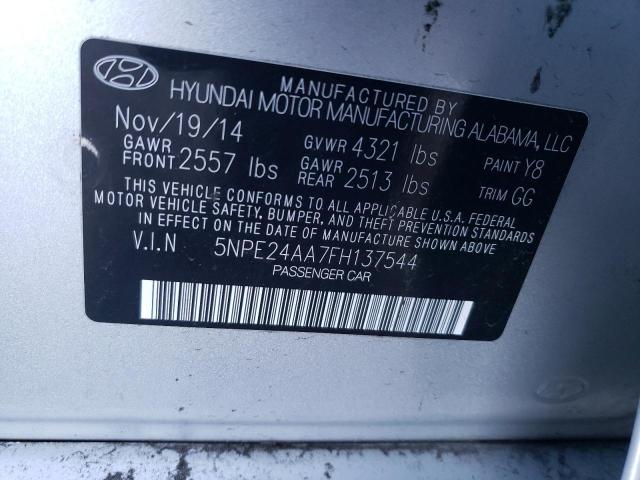 5NPE24AA7FH137544 - 2015 HYUNDAI SONATA ECO SILVER photo 12