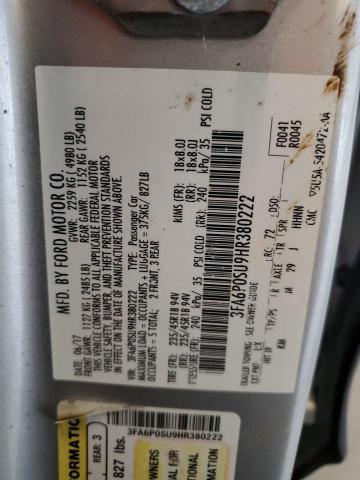 3FA6P0SU9HR380222 - 2017 FORD FUSION TITANIUM PHEV SILVER photo 12