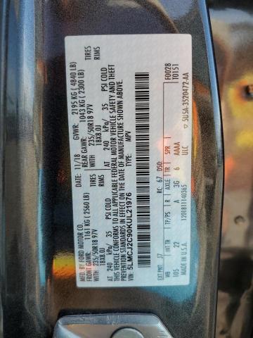 5LMCJ2C90KUL21976 - 2019 LINCOLN MKC SELECT Մոխրագույն լուսանկար 14