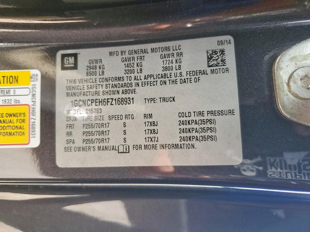 1GCNCPEH6FZ168931 - 2015 CHEVROLET SILVERADO C1500 黑色 照片 23