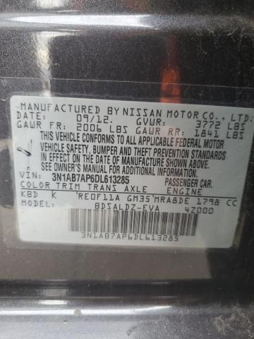 3N1AB7AP6DL613285 - 2013 NISSAN SENTRA S CHARCOAL photo 12