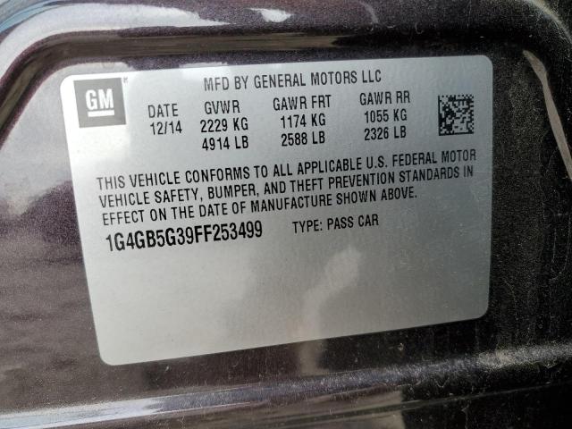 1G4GB5G39FF253499 - 2015 BUICK LACROSSE BLACK photo 12