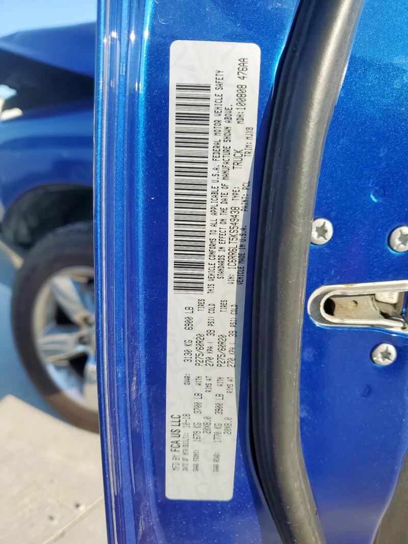 1C6RR6LT5KS549438 - 2019 RAM 1500 CLASS SLT Azul foto 13