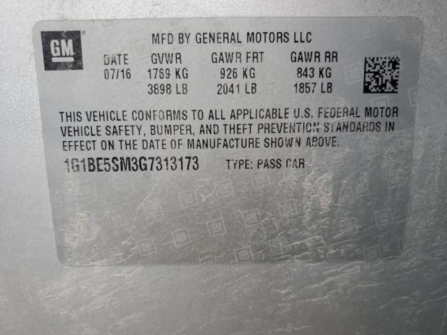 1G1BE5SM3G7313173 - 2016 CHEVROLET CRUZE LT SILVER photo 12