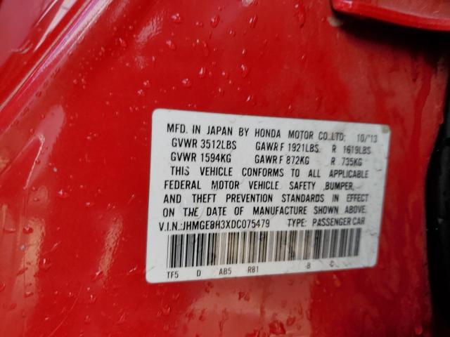 JHMGE8H3XDC075479 - 2013 HONDA FIT RED photo 13