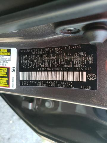 4T1C11BKXPU094062 - 2023 TOYOTA CAMRY LE GRAY photo 13