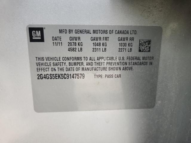 2G4GS5EK5C9147579 - 2012 BUICK REGAL PREMIUM Сріблястий фото 13