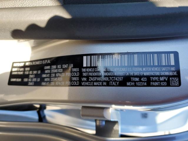 ZASPAKBN9L7C74297 - 2020 ALFA ROMEO STELVIO TI SILVER photo 13
