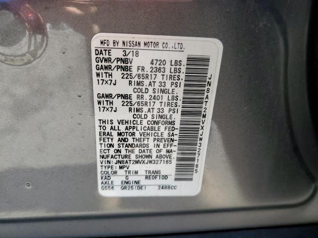 JN8AT2MVXJW327165 - 2018 NISSAN ROGUE S GRAY photo 13