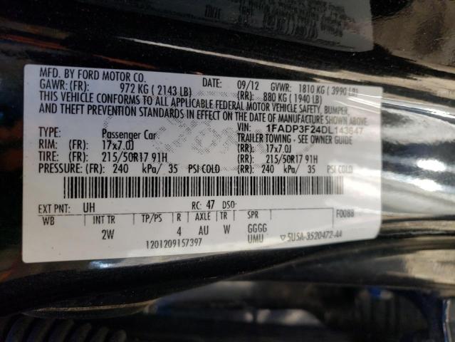 1FADP3F24DL143647 - 2013 FORD FOCUS SE BLACK photo 13