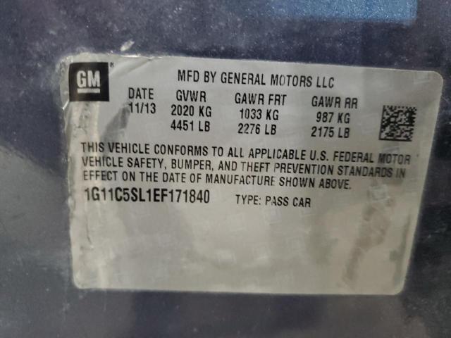 1G11C5SL1EF171840 - 2014 CHEVROLET MALIBU 1LT 灰色 照片 12