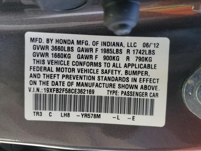 19XFB2F58CE362169 - 2012 HONDA CIVIC LX Boz foto 12