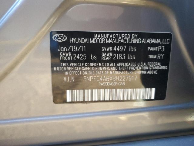 5NPEC4ABXBH227917 - 2011 HYUNDAI SONATA SE GRAY photo 12