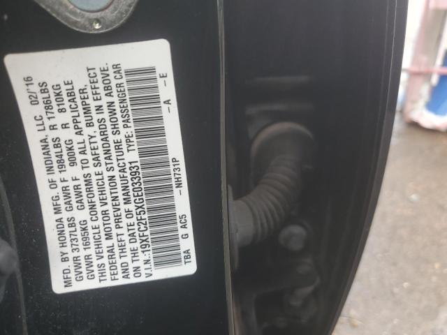 19XFC2F5XGE033931 - 2016 HONDA CIVIC LX 黑色 照片 13