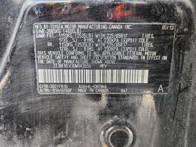 2T3BFREV3DW043555 - 2013 TOYOTA RAV4 LE 黑色 照片 12