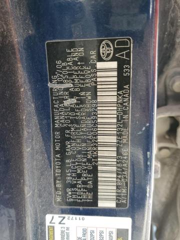 2T1KR32E06C593298 - 2006 TOYOTA COROLLA MA XR BLUE photo 13