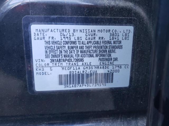 3N1AB7AP4DL739595 - 2013 NISSAN SENTRA S BLACK photo 13