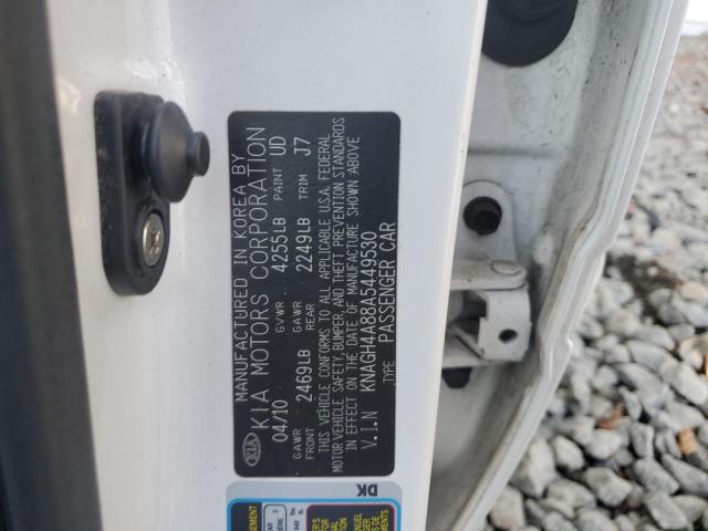 KNAGH4A88A5449530 - 2010 KIA OPTIMA EX WHITE photo 12