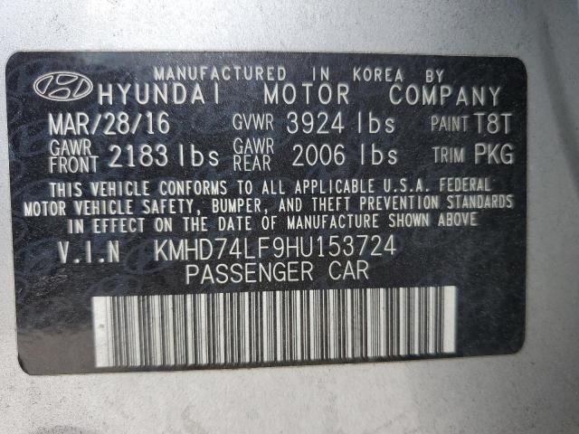 KMHD74LF9HU153724 - 2017 HYUNDAI ELANTRA SE GRAY photo 12