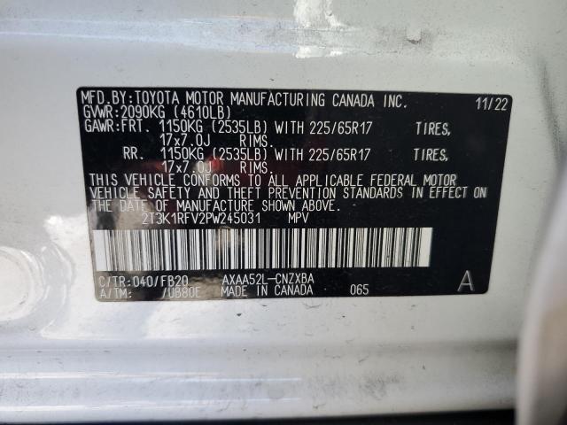 2T3K1RFV2PW245031 - 2023 TOYOTA RAV4 LE WHITE photo 13