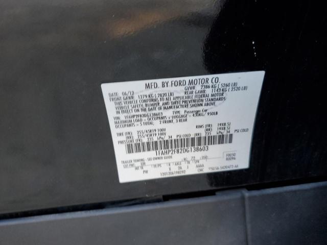 1FAHP2F82DG138603 - 2013 FORD TAURUS LIMITED BLACK photo 12