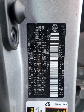 4T1G11AK0RU238742 - 2024 TOYOTA CAMRY SE NIGHT SHADE SILVER photo 13