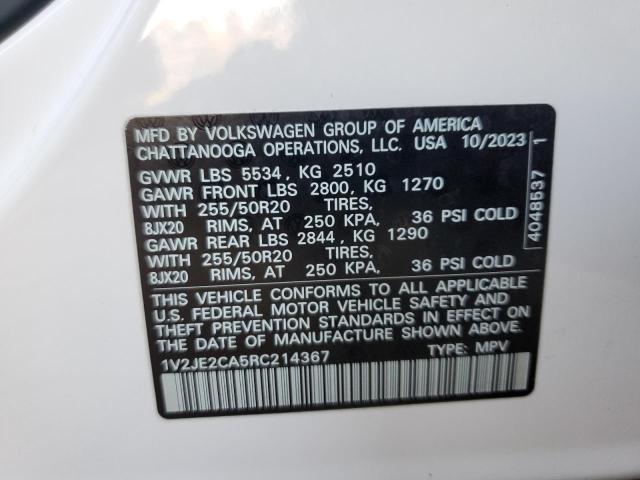 1V2JE2CA5RC214367 - 2024 VOLKSWAGEN ATLAS CROS SE WHITE photo 13