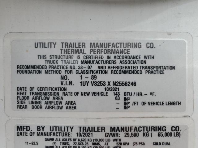 1UYVS253XN2556246 - 2022 UTILITY UNKNOWN WHITE photo 10