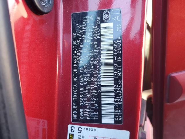 2T1BR30E87C821133 - 2007 TOYOTA COROLLA CE RED photo 12