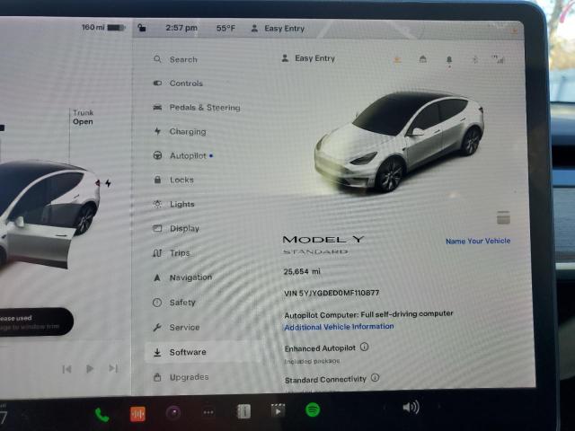 5YJYGDED0MF110877 - 2021 TESLA MODEL Y WHITE photo 9