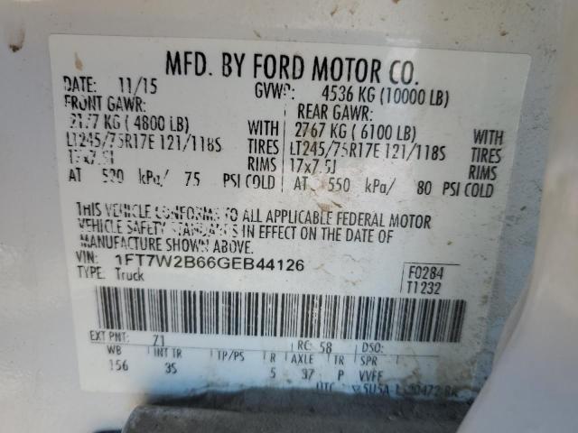 1FT7W2B66GEB44126 - 2016 FORD F250 SUPER DUTY WHITE photo 12