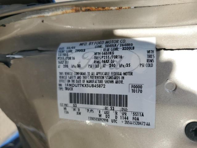 1FMDU77KX5UB45872 - 2005 FORD EXPLORER S BEIGE photo 12