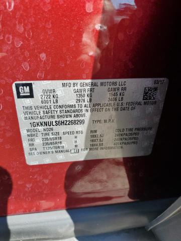 1GKKNULS6HZ268299 - 2017 GMC ACADIA SLT-1 RED photo 13