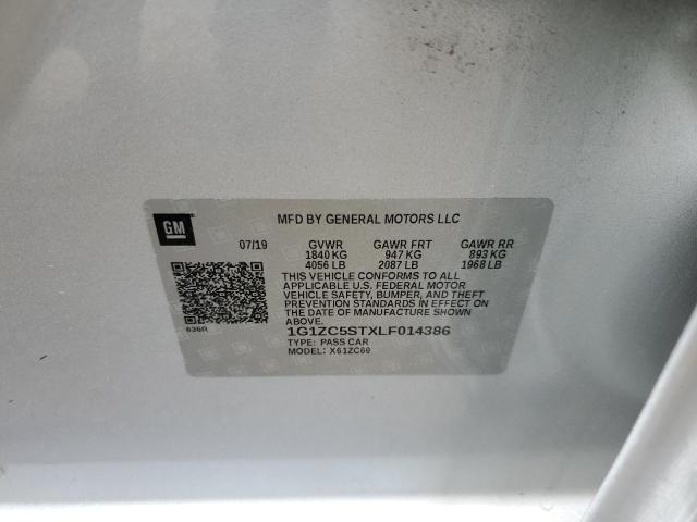 1G1ZC5STXLF014386 - 2020 CHEVROLET MALIBU LS SILVER photo 12