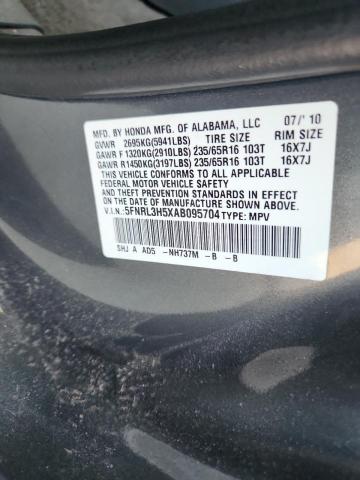 5FNRL3H5XAB095704 - 2010 HONDA ODYSSEY EX Gris foto 13