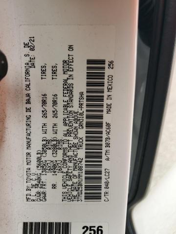 3TMDZ5BN1MM108742 - 2021 TOYOTA TACOMA DOUBLE CAB WHITE photo 13