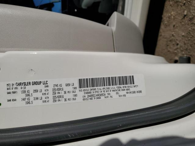 2A4RR5D14AR309534 - 2010 CHRYSLER TOWN & COU TOURING WHITE photo 14