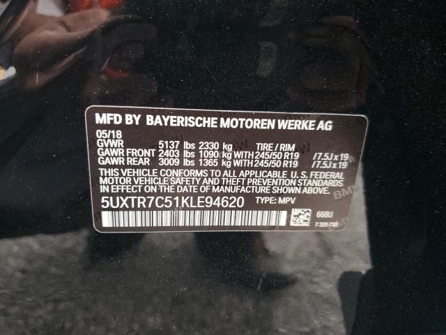 5UXTR7C51KLE94620 - 2019 BMW X3 SDRIVE30I أسود صورة 14