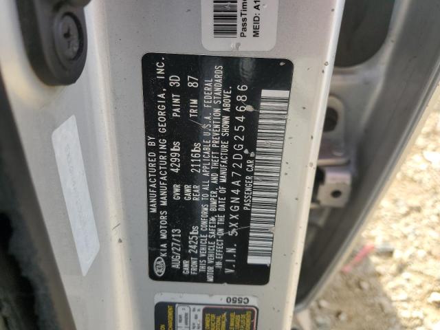 5XXGN4A72DG254686 - 2013 KIA OPTIMA EX SILVER photo 12