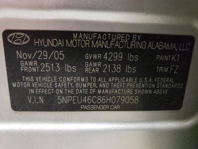 5NPEU46C86H079058 - 2006 HYUNDAI SONATA GLS SILVER photo 12