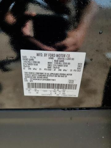 1FM5K8GT2HGB51161 - 2017 FORD EXPLORER SPORT BLACK photo 13