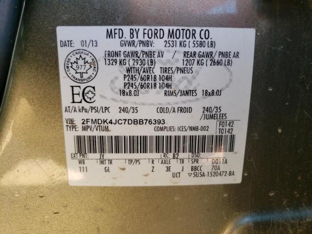 2FMDK4JC7DBB76393 - 2013 FORD EDGE SEL Vert photo 14