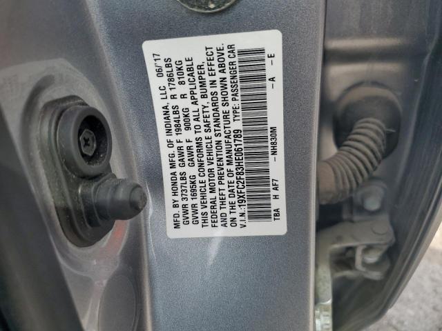 19XFC2F83HE061789 - 2017 HONDA CIVIC EX SILVER photo 12