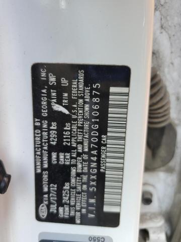 5XXGN4A70DG106875 - 2013 KIA OPTIMA EX თეთრი ფოტო 12