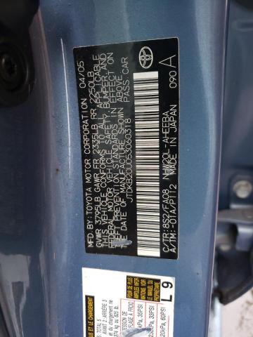 JTDKB20U053060318 - 2005 TOYOTA PRIUS BLUE photo 12