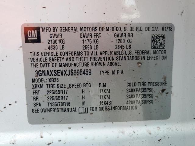 3GNAXSEVXJS596459 - 2018 CHEVROLET EQUINOX LT Weiß Foto 14