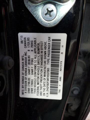 2HGFB2F54FH557065 - 2015 HONDA CIVIC LX BLACK photo 13